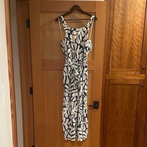 Sonoma Navy and White Patterned Jumpsuit